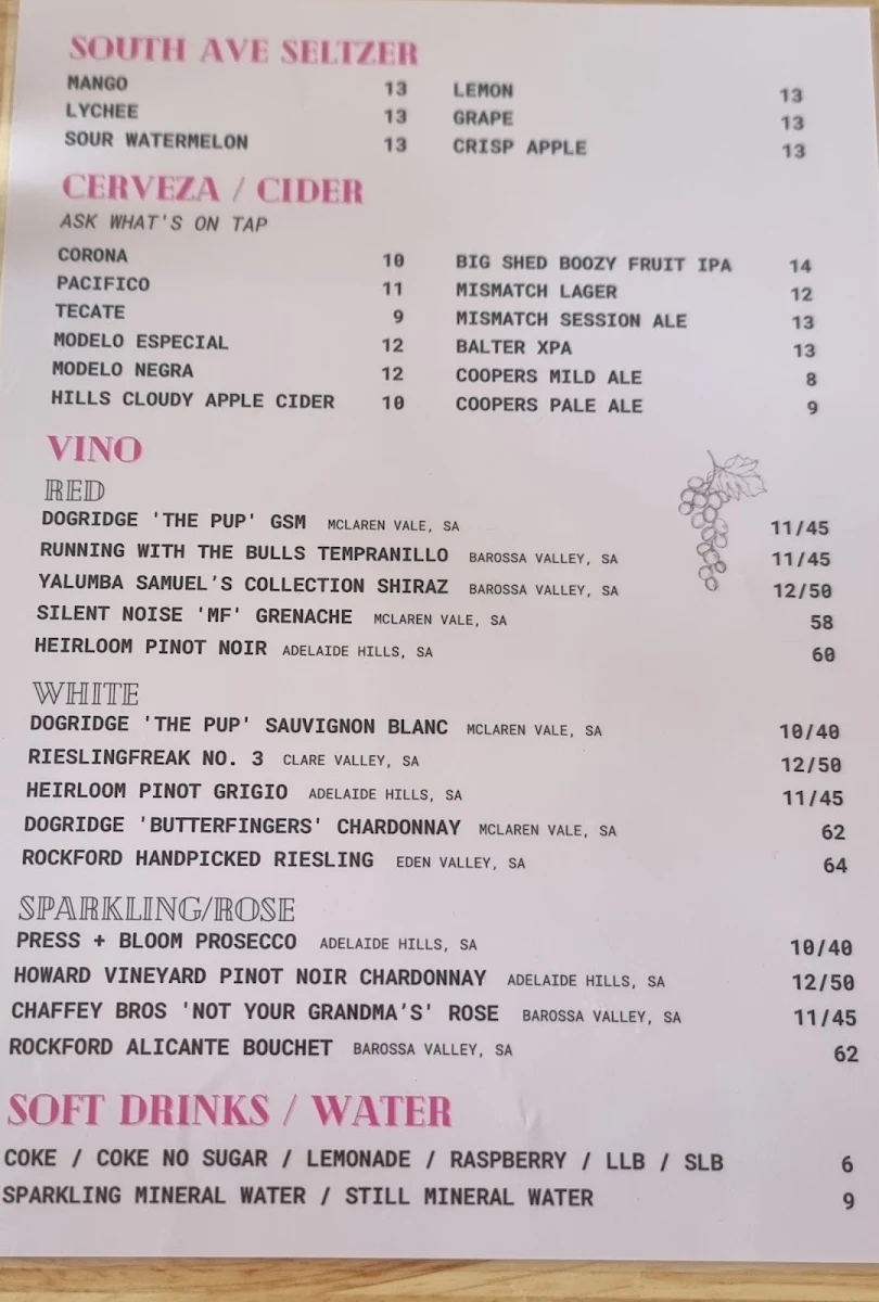 Menu, Mia Margarita