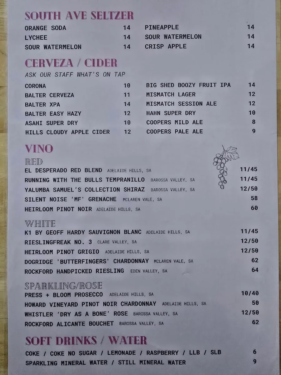 Menu, Mia Margarita