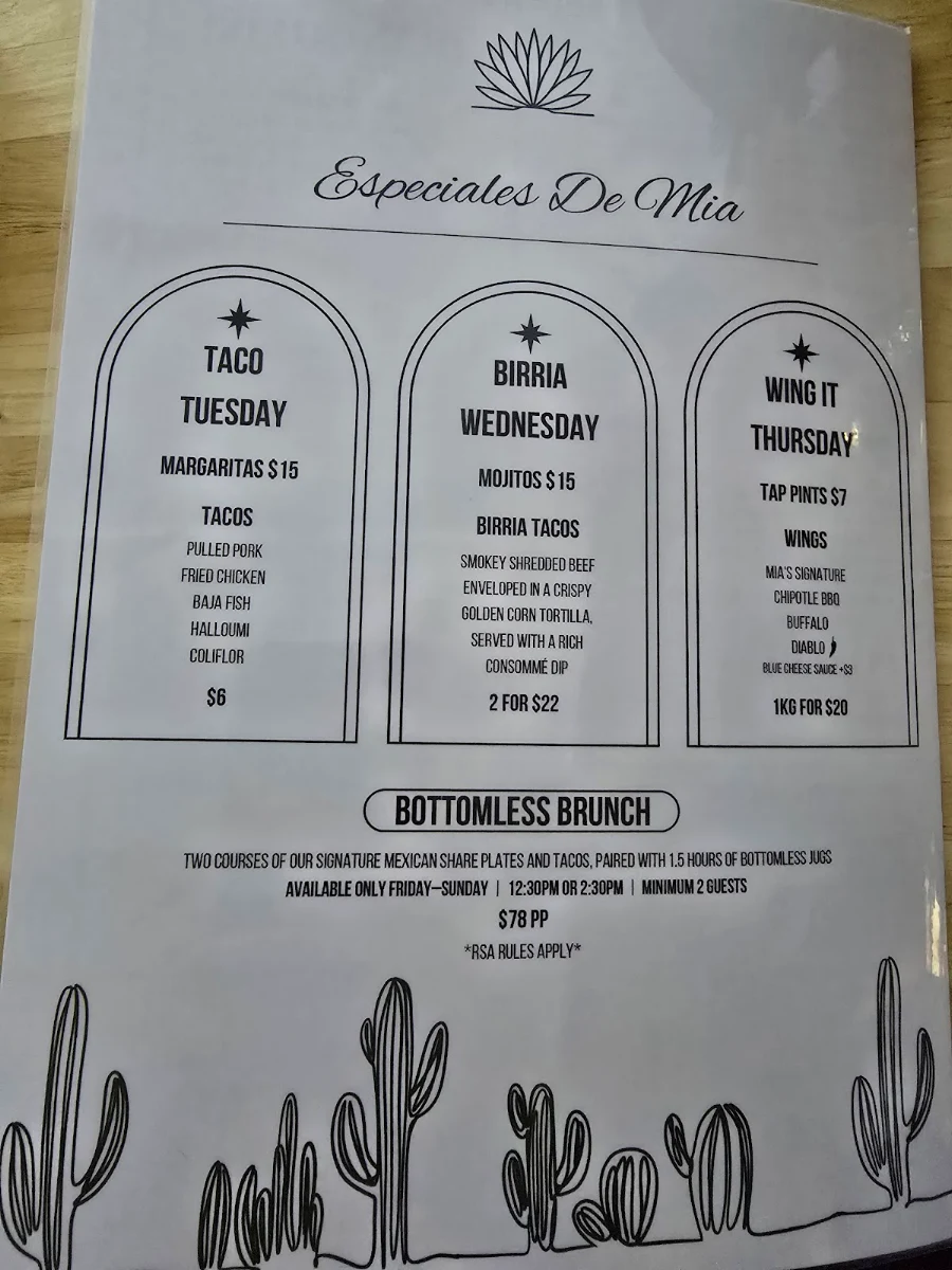 Menu, Mia Margarita