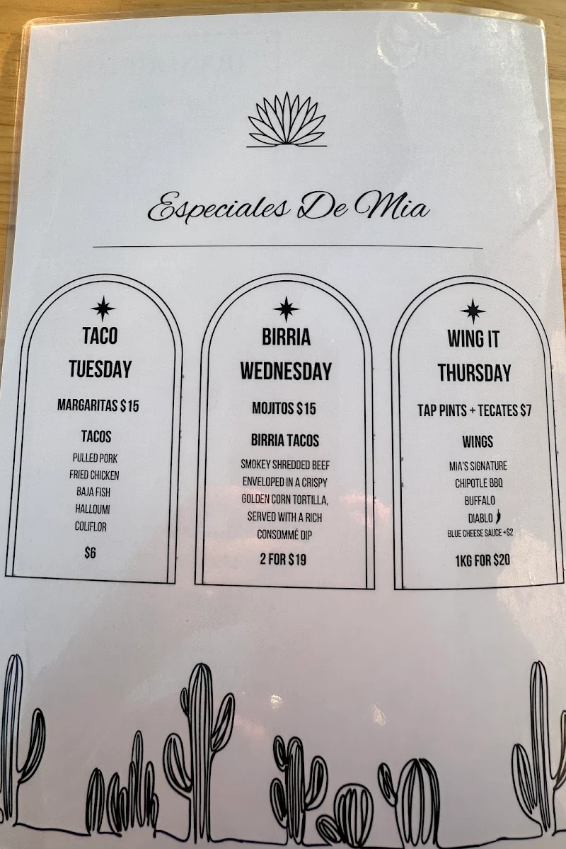 Menu, Mia Margarita