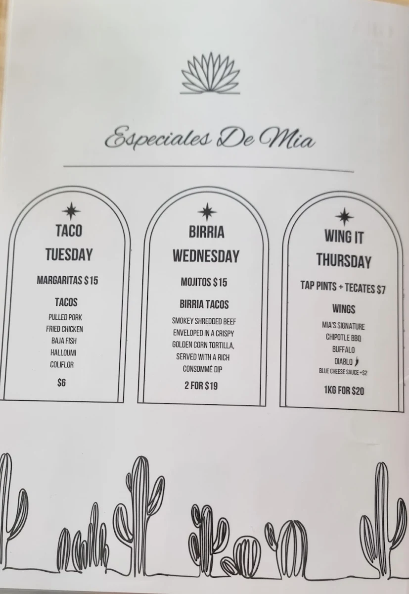 Menu, Mia Margarita
