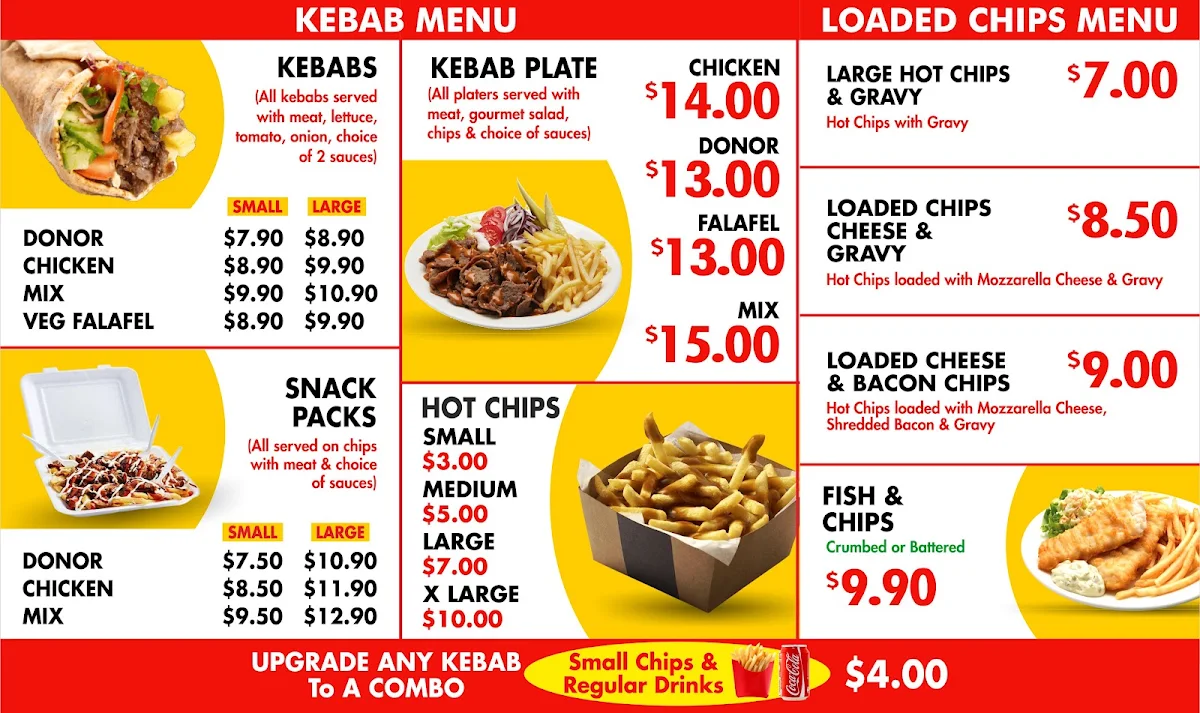 Menu, Country Kebabs And Cafe