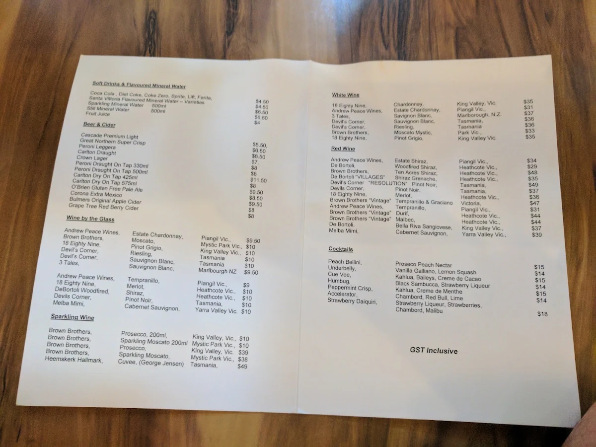Menu, Quo-Vadis Restaurant & Pizza Parlour