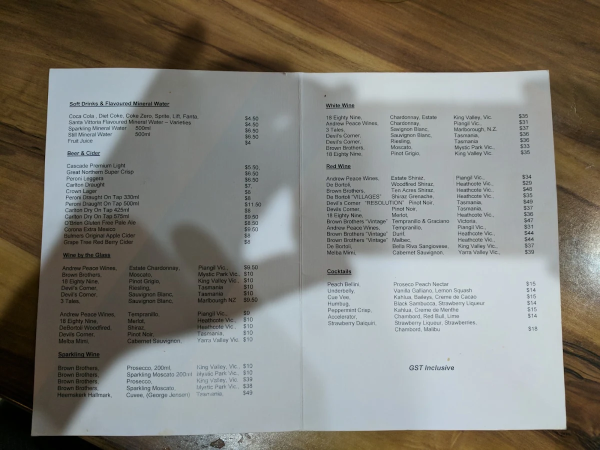Menu, Quo-Vadis Restaurant & Pizza Parlour