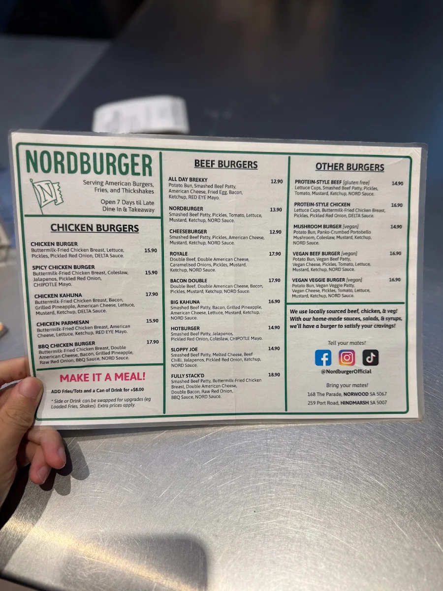 Menu, Nordburger