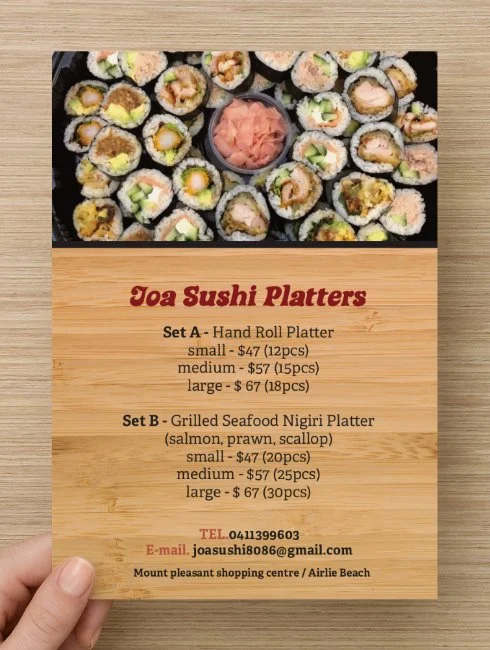 Menu, Joa Sushi