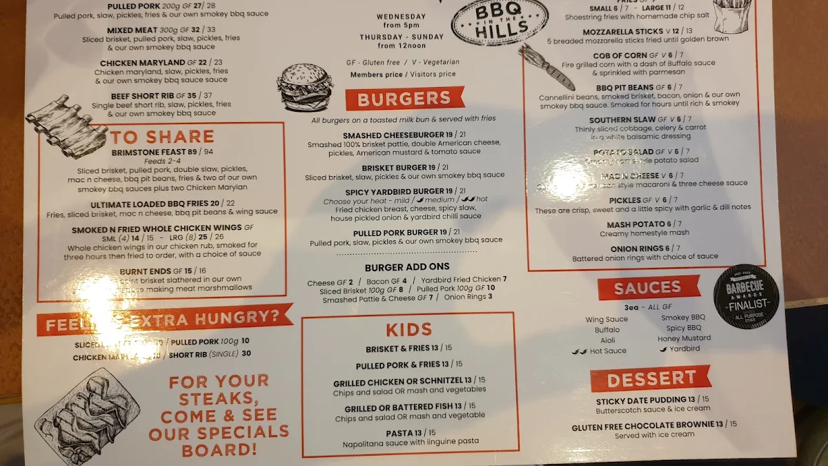 Menu, Hillside Hotel