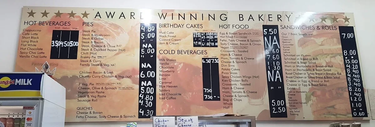 Menu, Pastry King Cafe/Bakery
