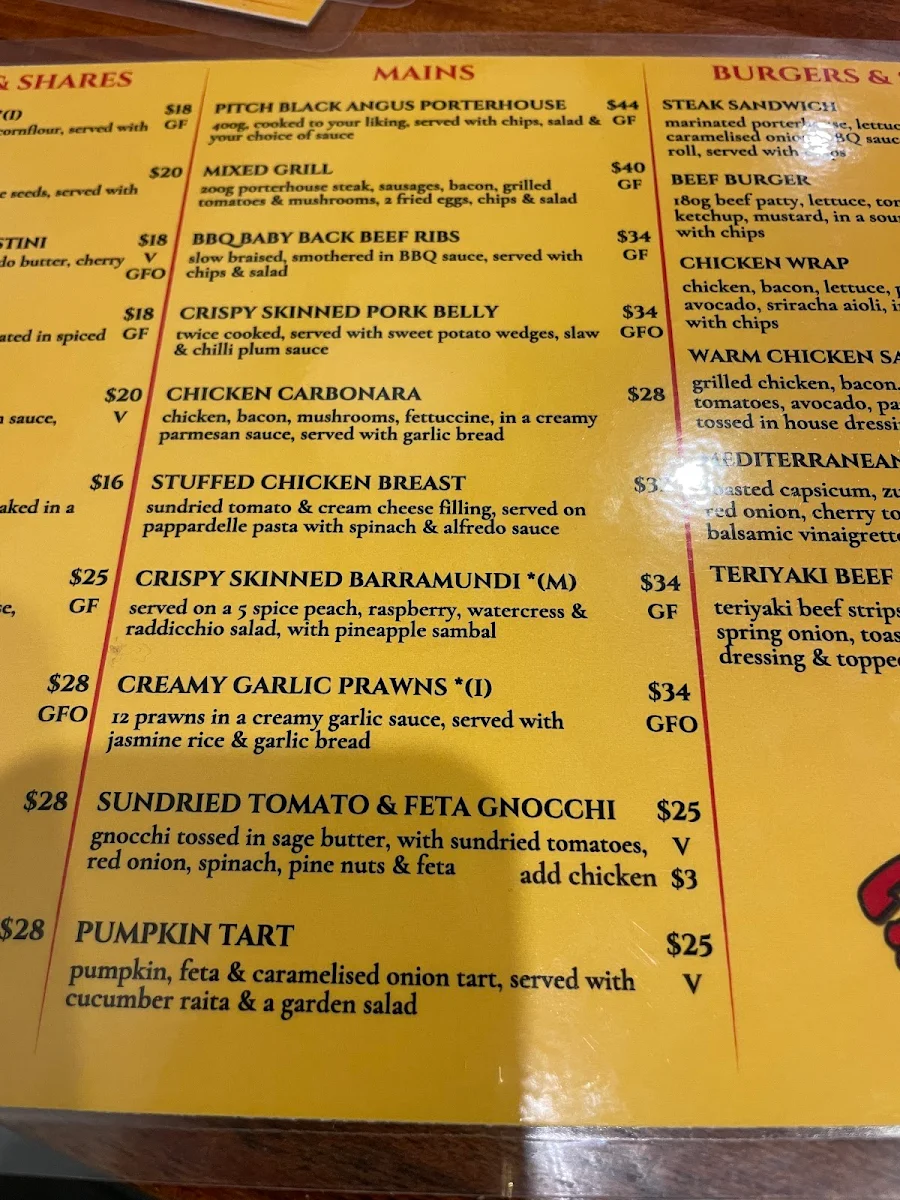 Menu, Hank’s Bar and Bistro