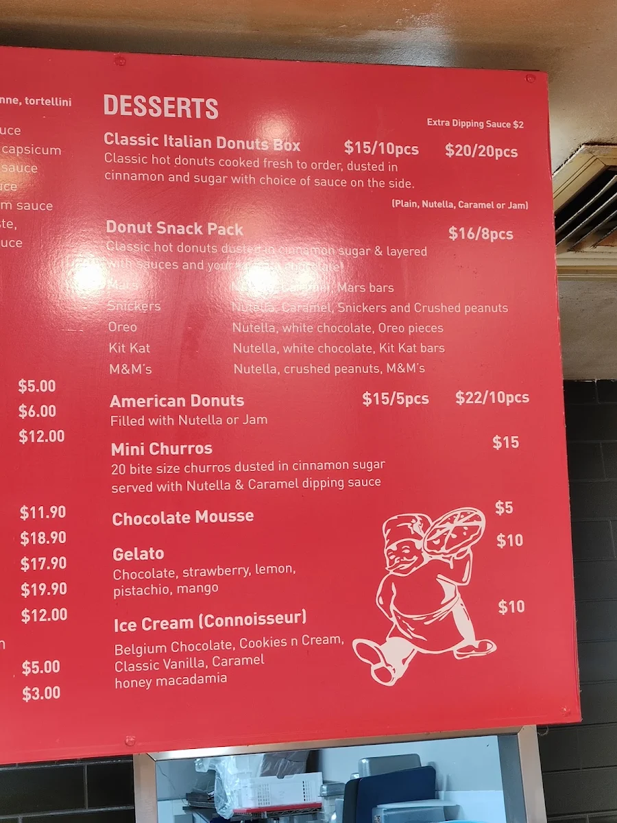 Menu, Jessie's Pizza Point Cook