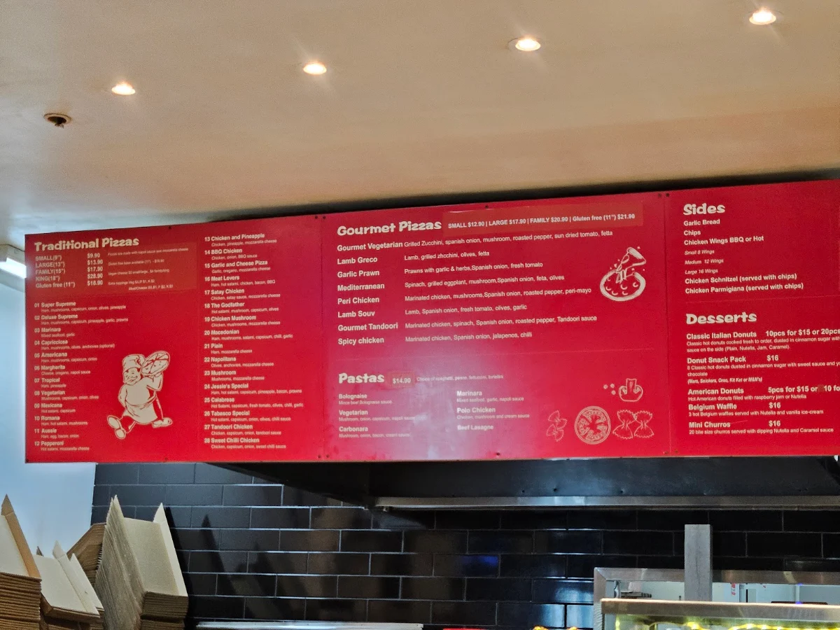 Menu, Jessie's Pizza Point Cook