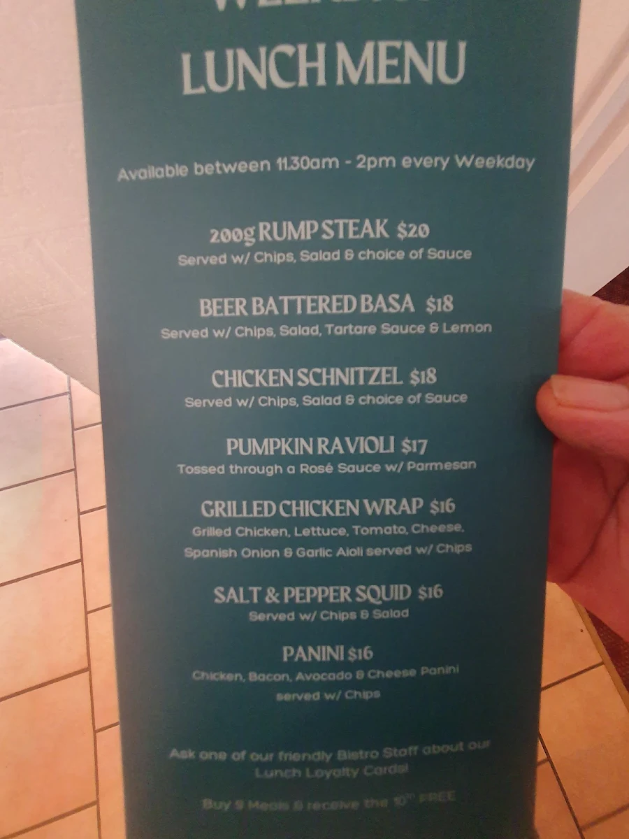 Menu, Old Bar Tavern