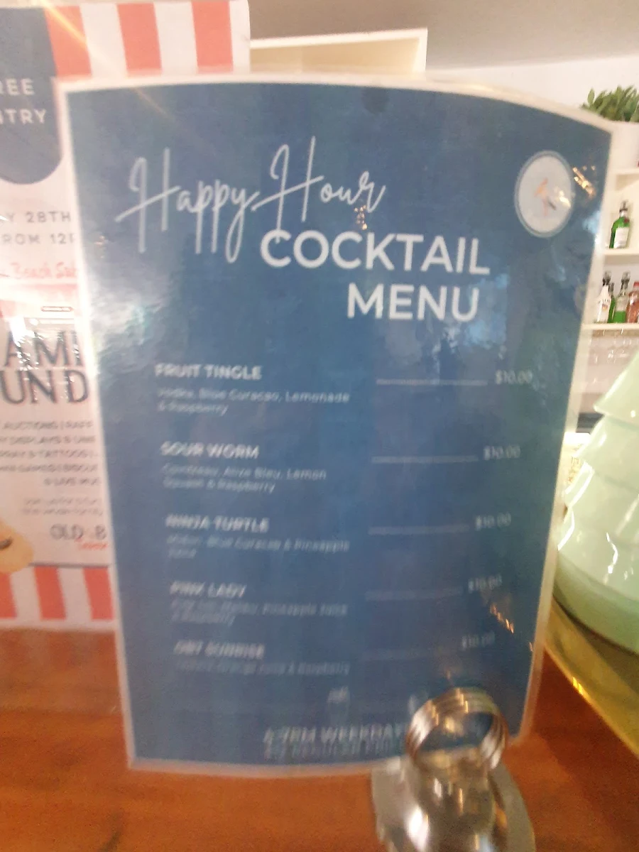 Menu, Old Bar Tavern