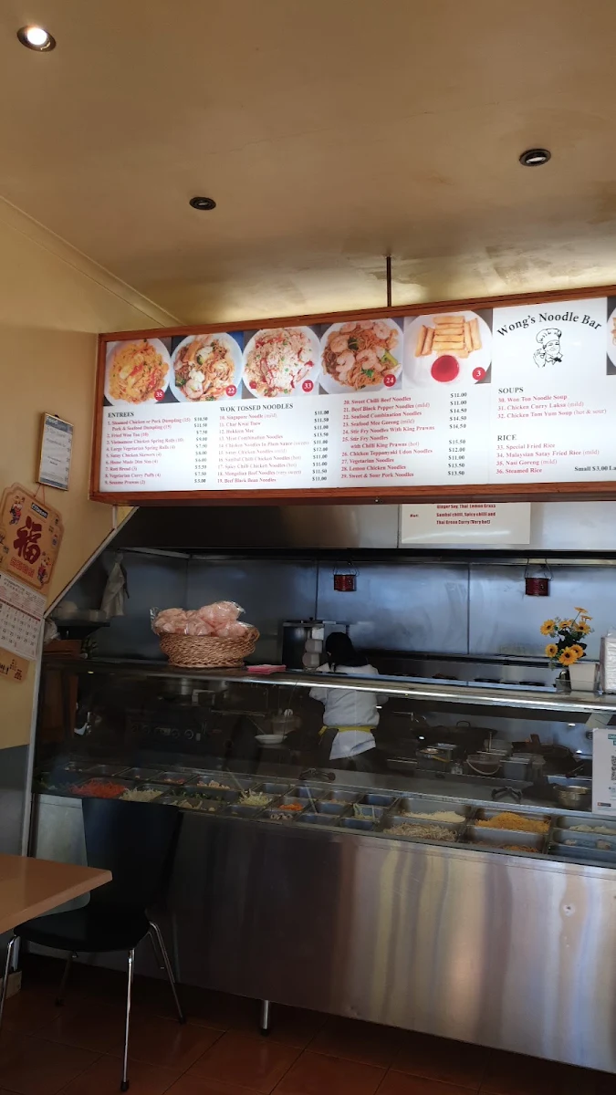 Menu, Wong's Noodle Bar