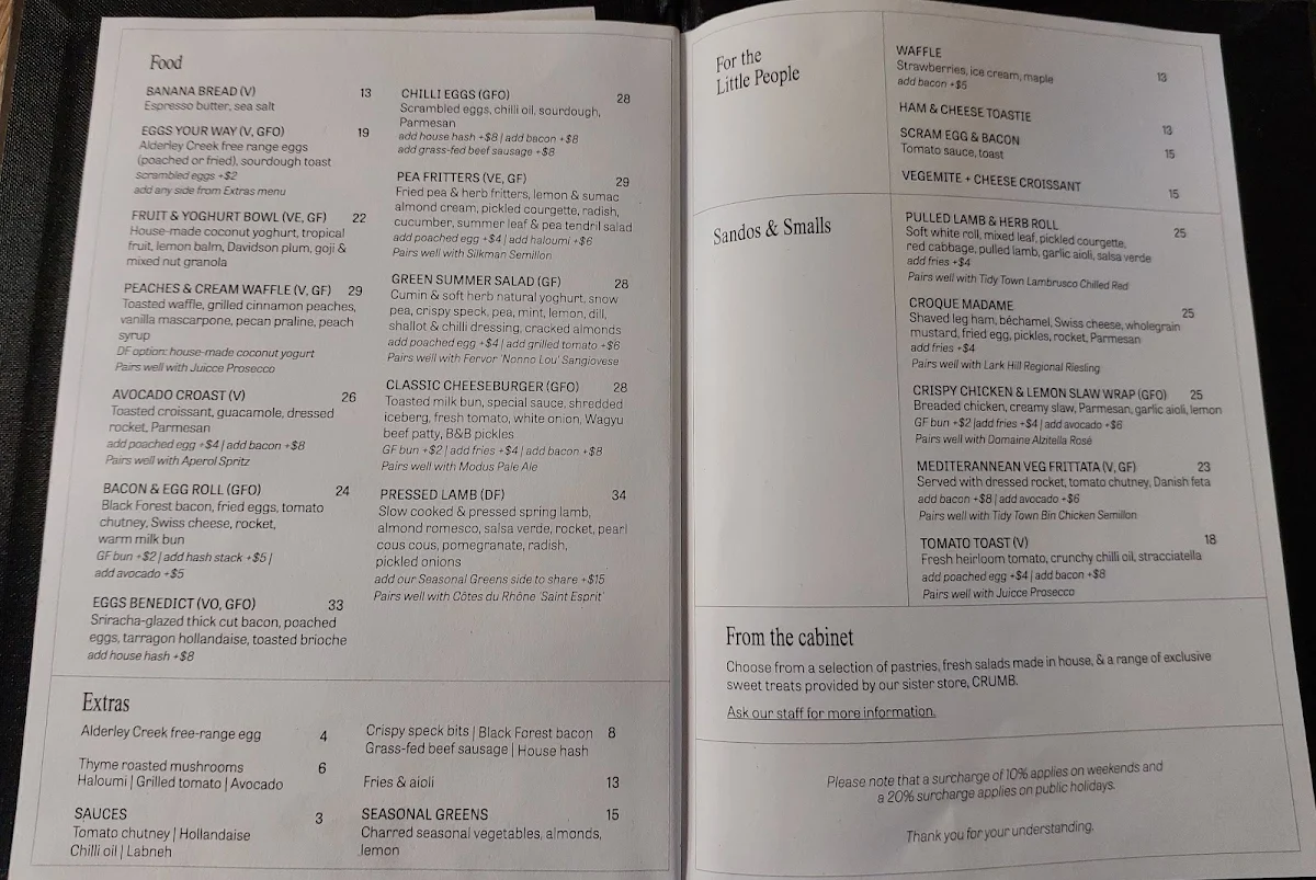 Menu, Autumn Rooms