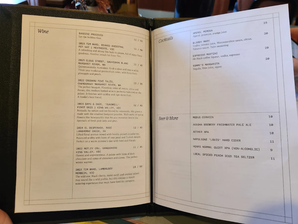 Menu, Autumn Rooms