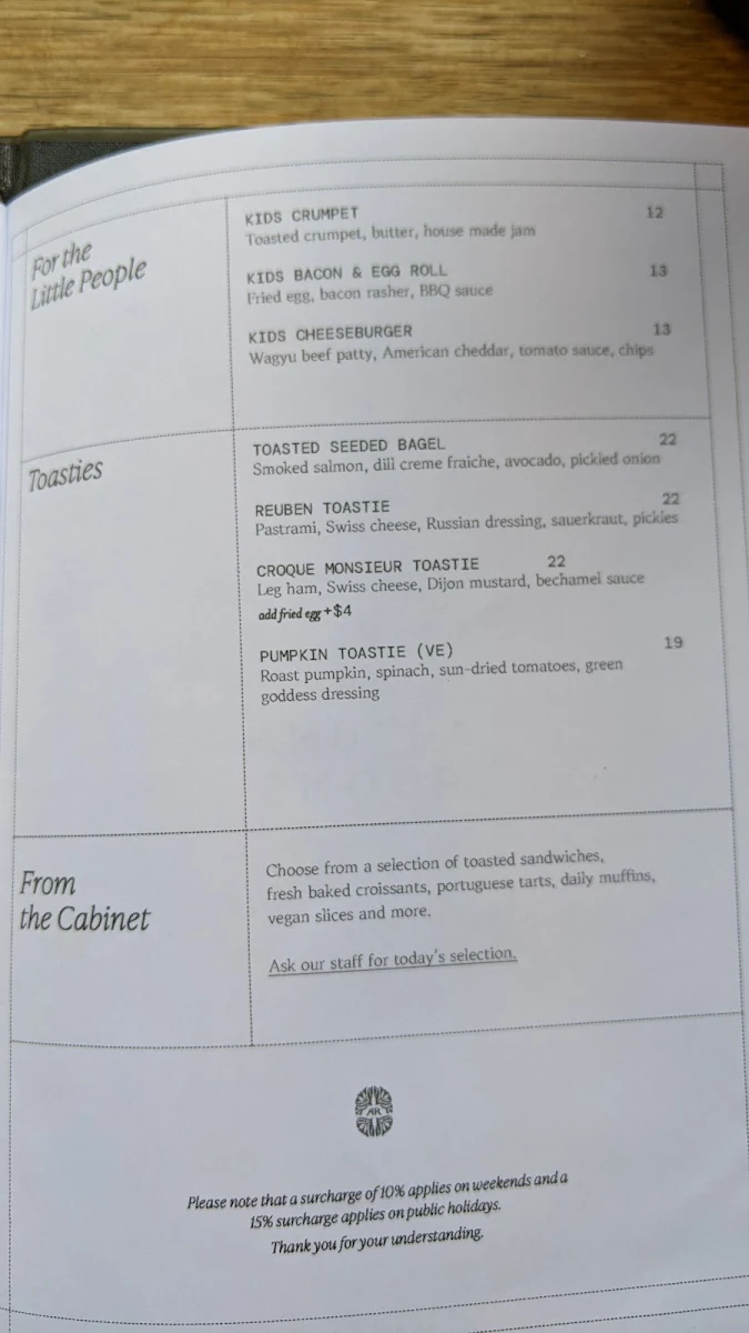 Menu, Autumn Rooms