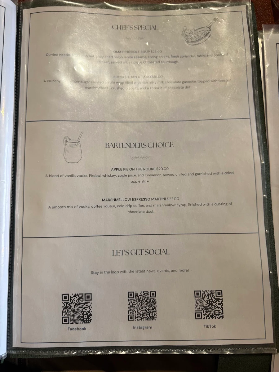 Menu, Omari Bendigo