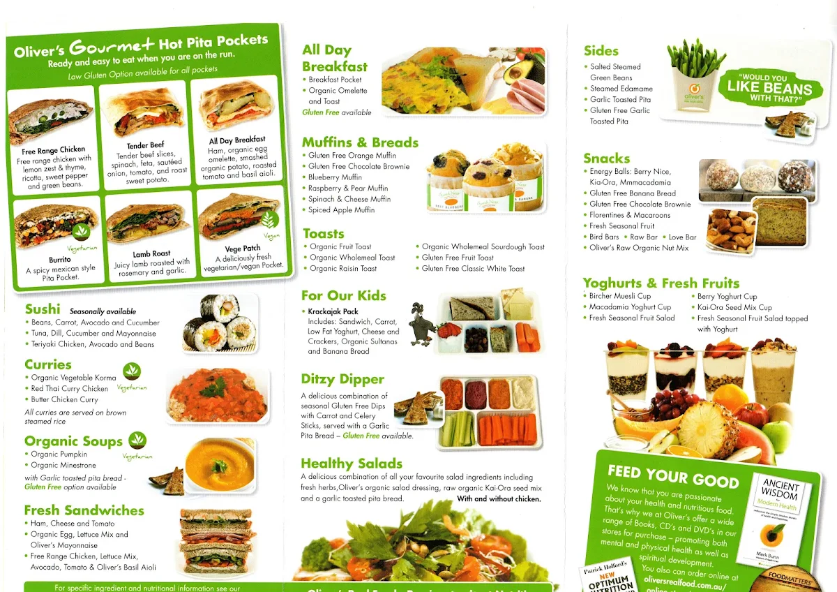 Menu, Oliver's - Wyong Southbound