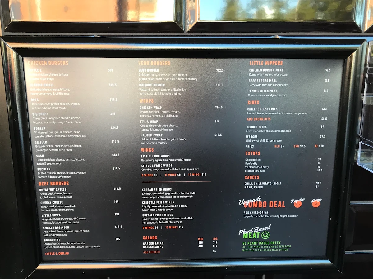 Menu, Little L Burgers