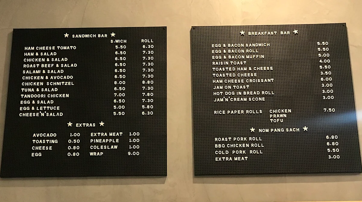Menu, Thrift Park Pies and Cakes