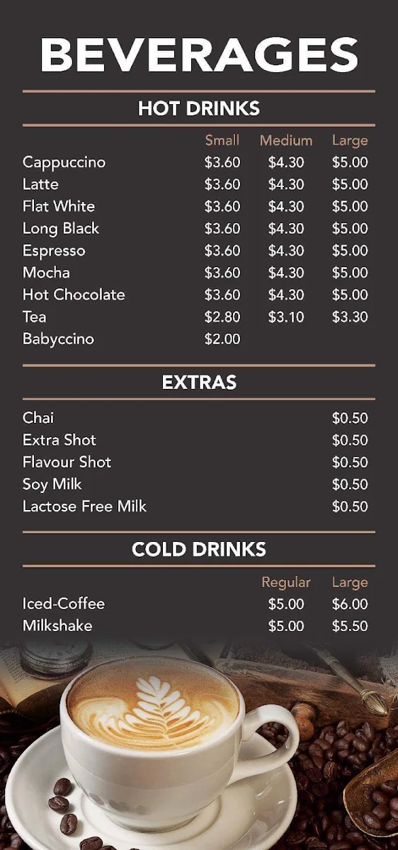Menu, Thrift Park Pies and Cakes