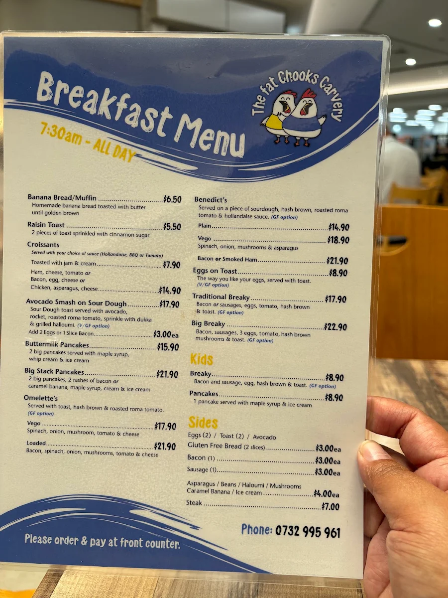 Menu, Fat Chooks Carvery