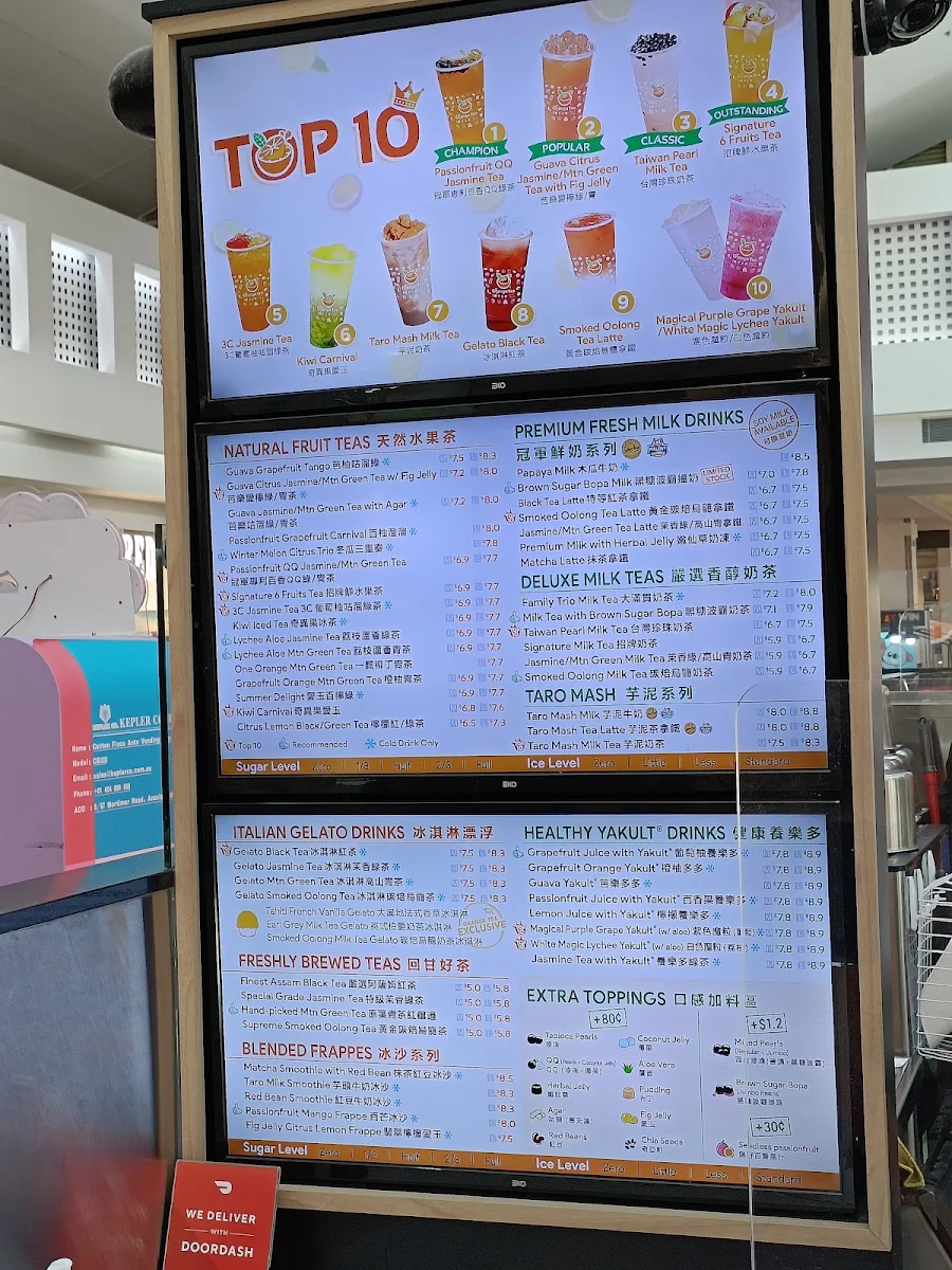 Menu, Orange Tea Brookside