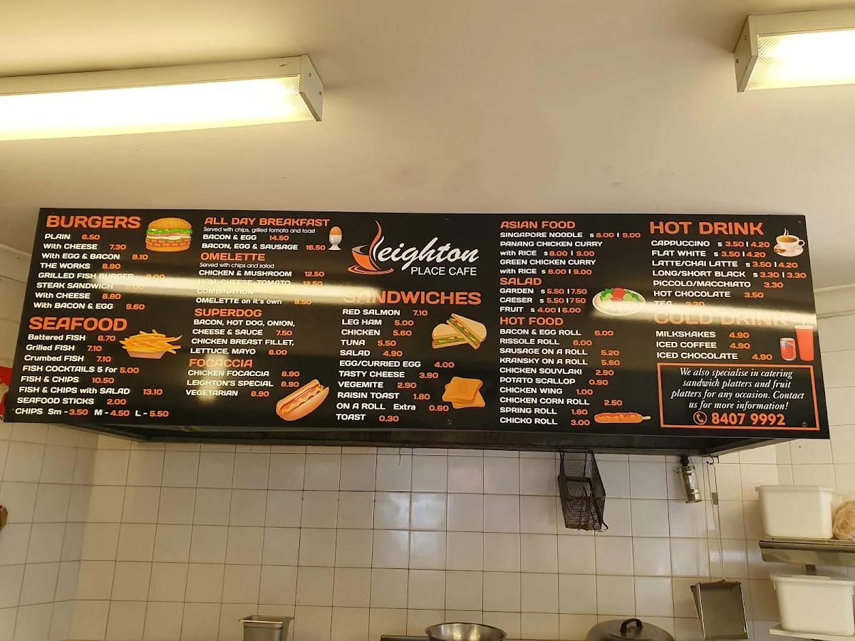 Menu, Leighton Place Café