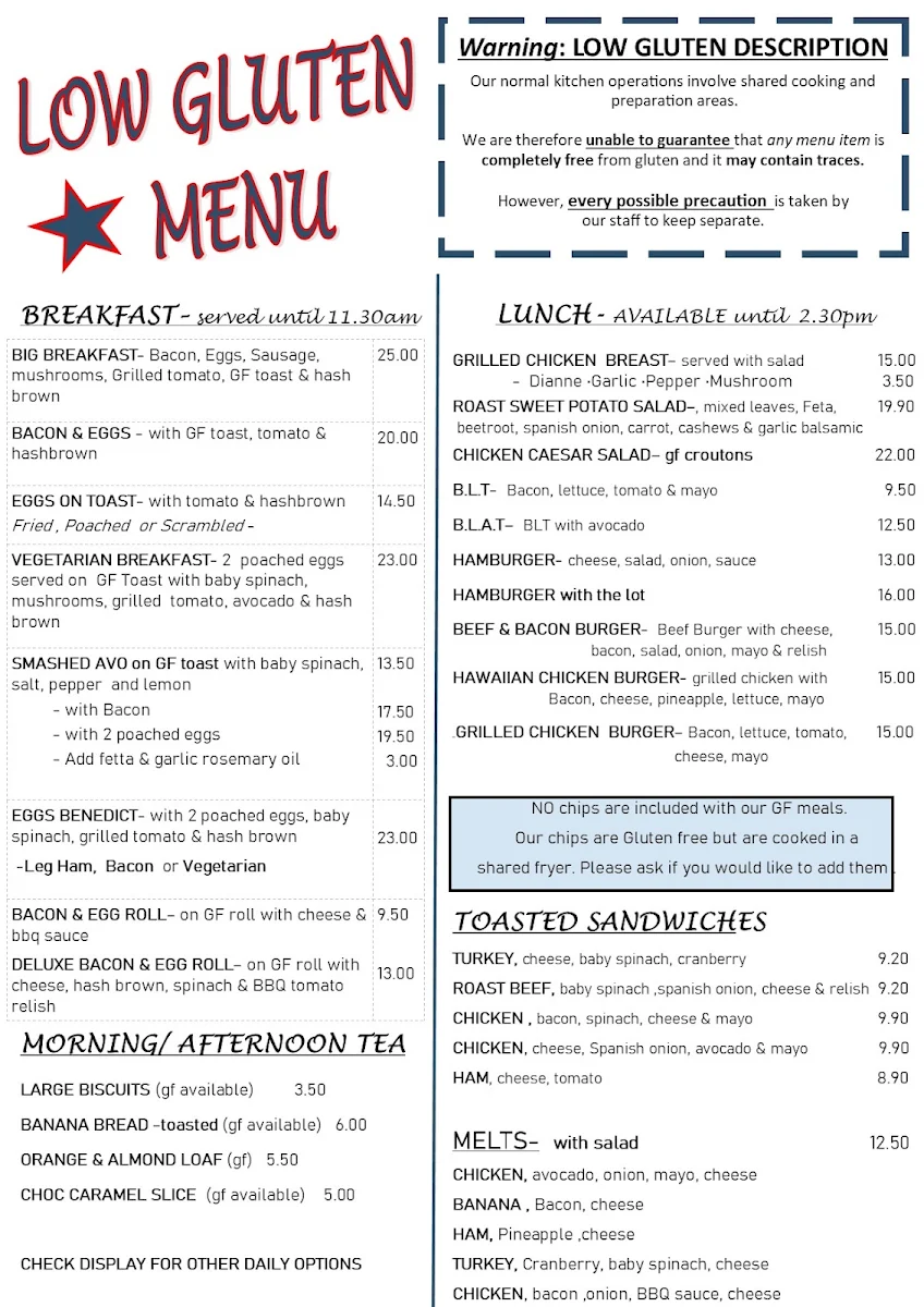 Menu, Cafe Ruze