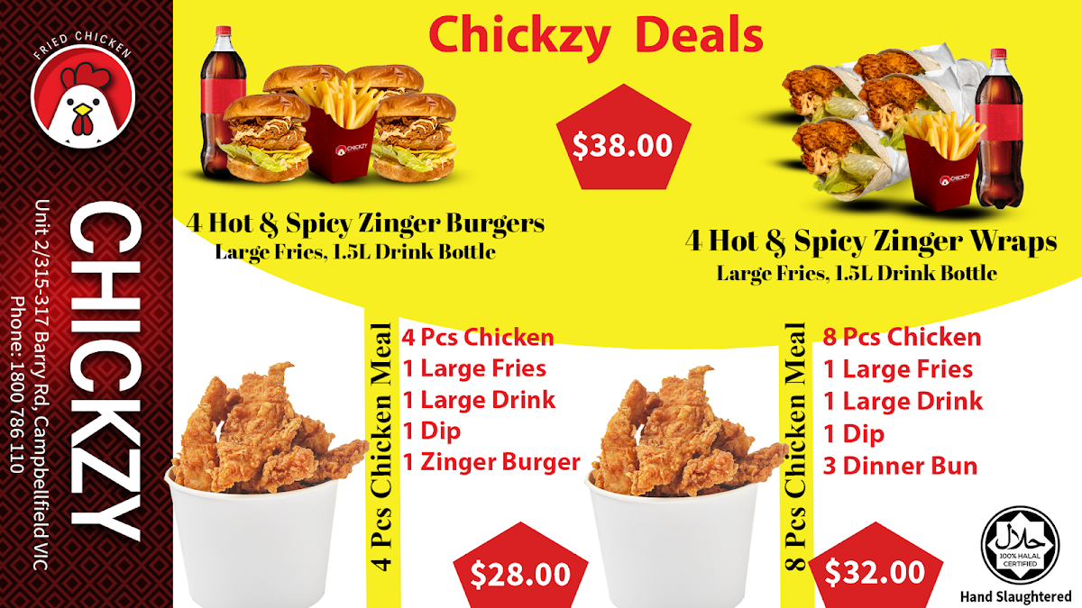 Menu, Chickzy (Broasted Fried Chicken)