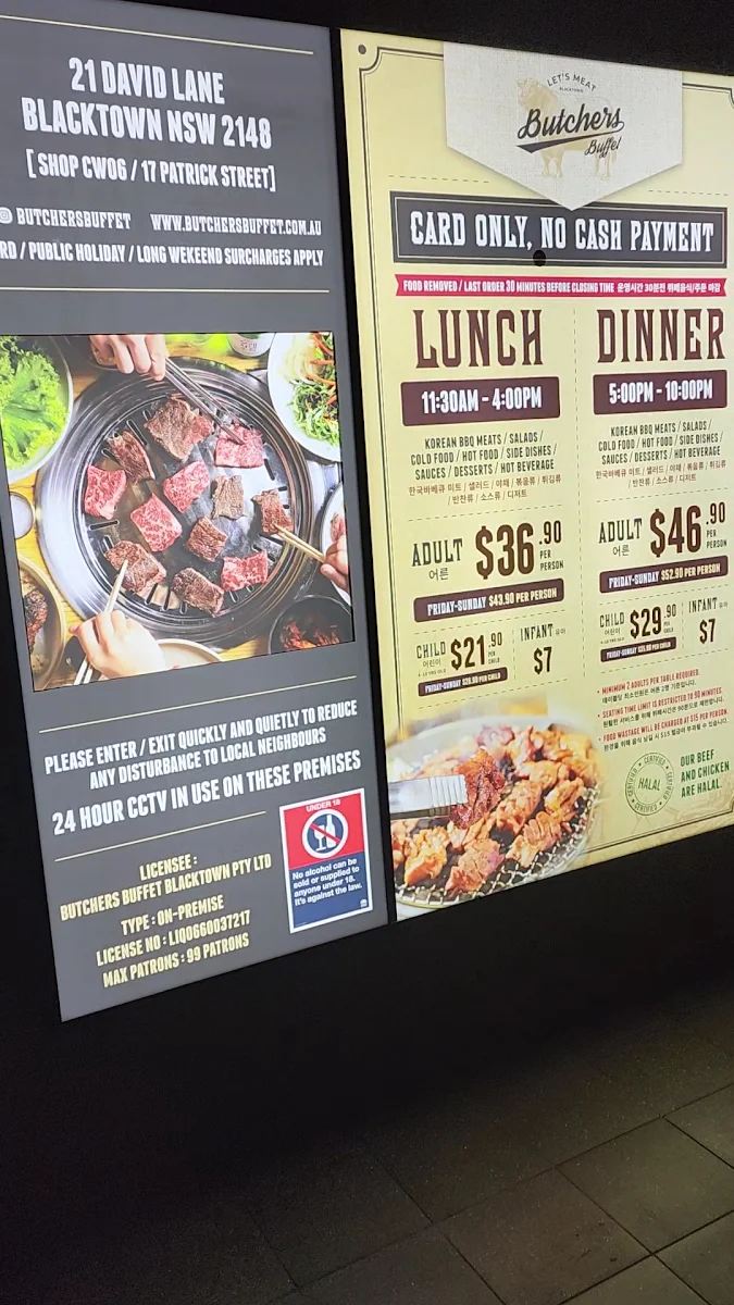Menu, Butchers Buffet Blacktown