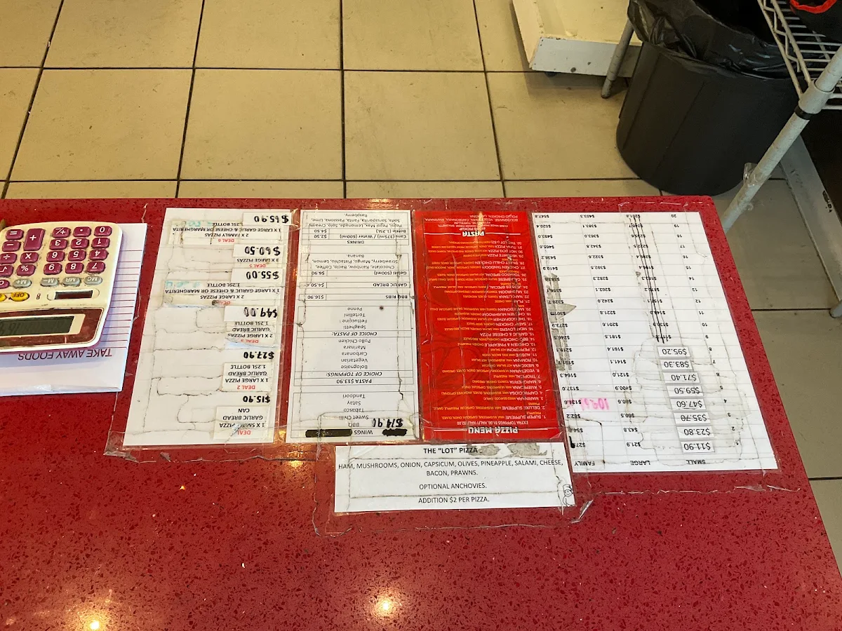 Menu, Jessies Pizza (Cowes)