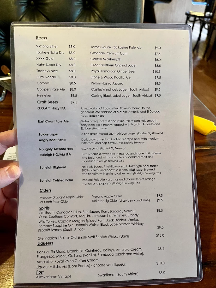 Menu, Mike's Kitchen