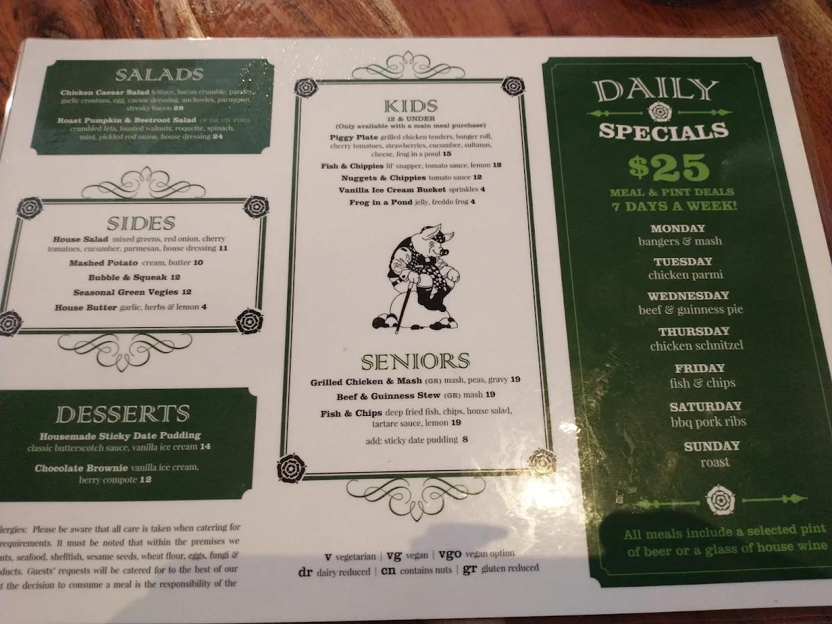 Menu, Leisure Inn