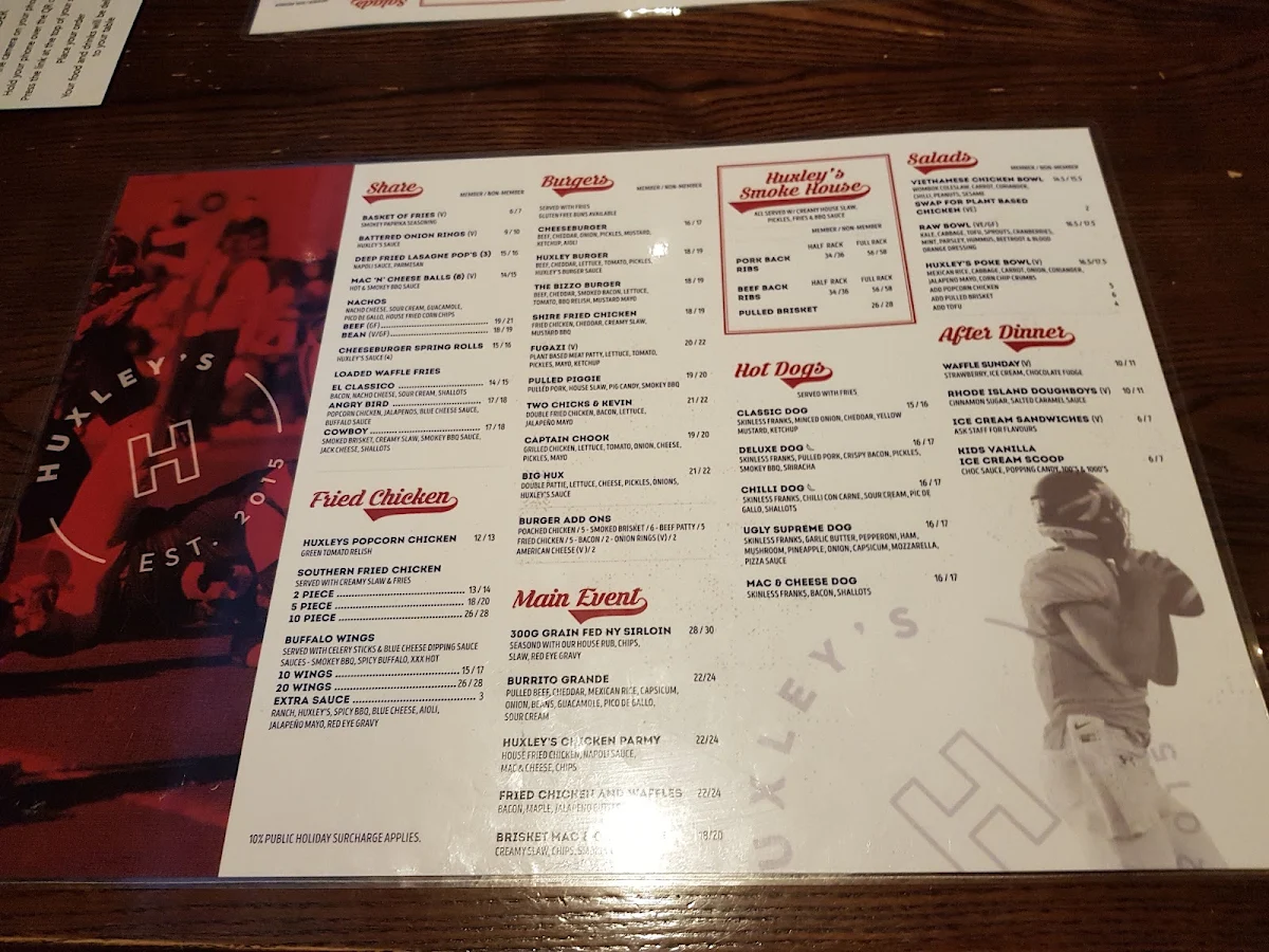 Menu, Huxley's