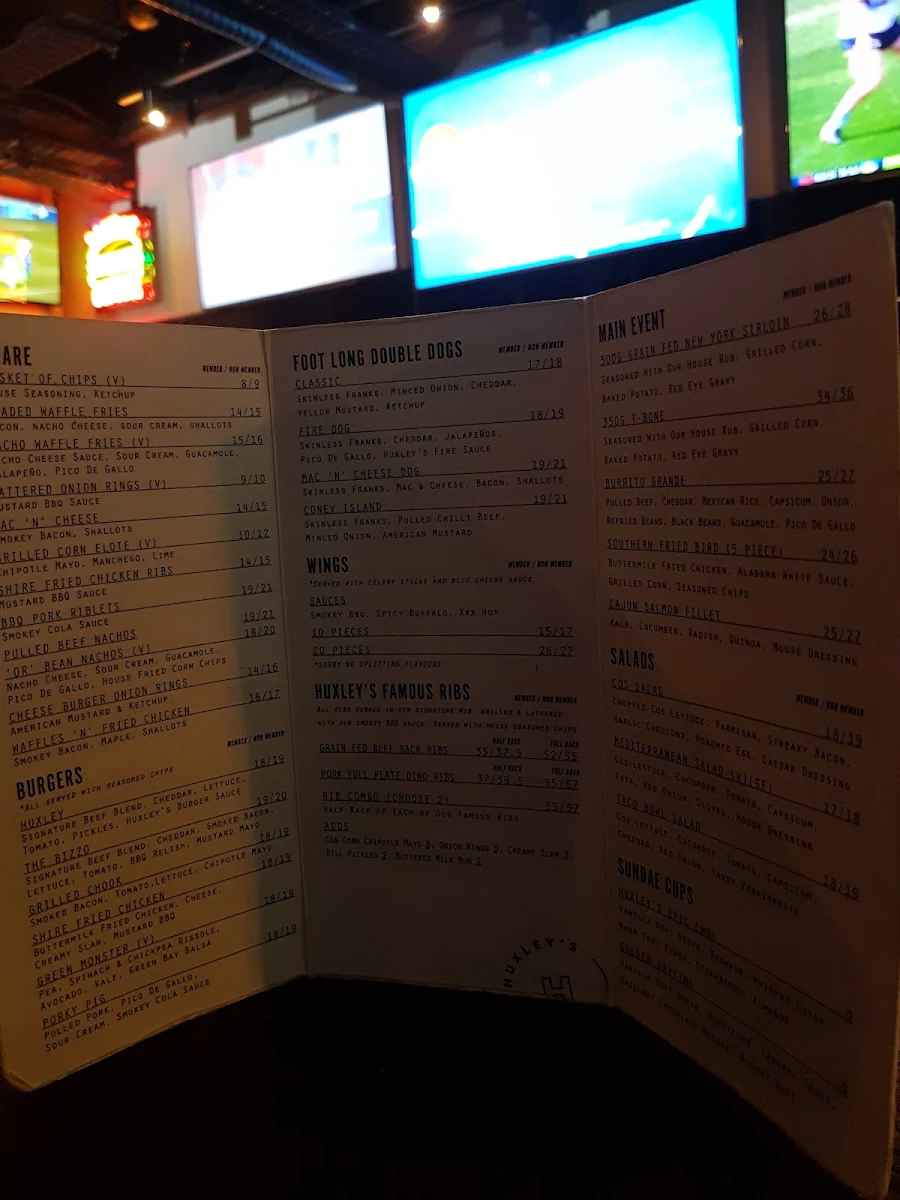 Menu, Huxley's