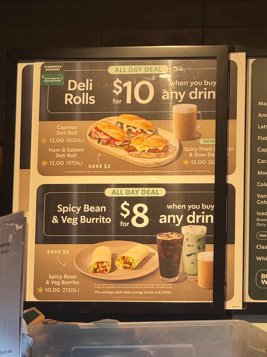 Menu, Starbucks Hurstville