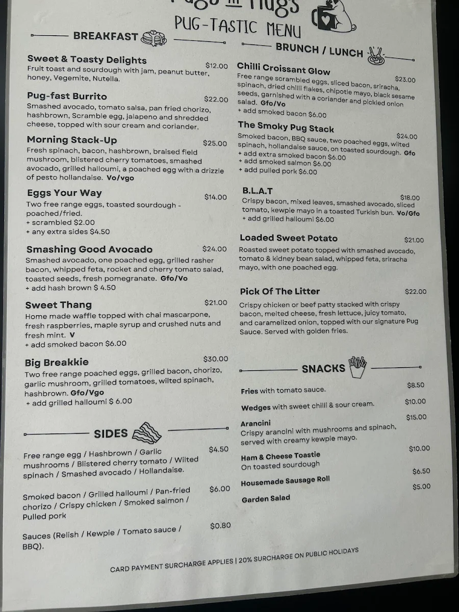 Menu, Pugs In Mugs
