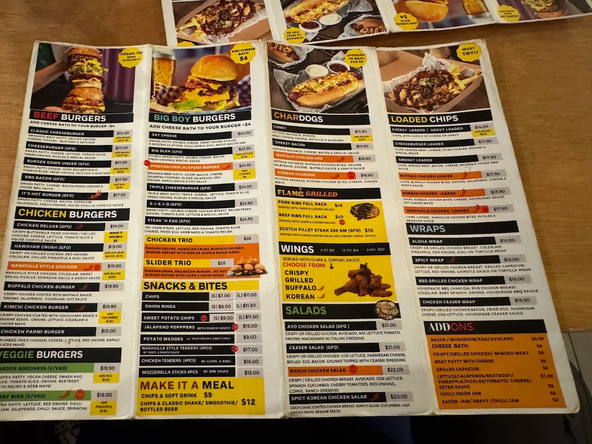 Menu, Flames Burgers & Grill (Wanneroo)