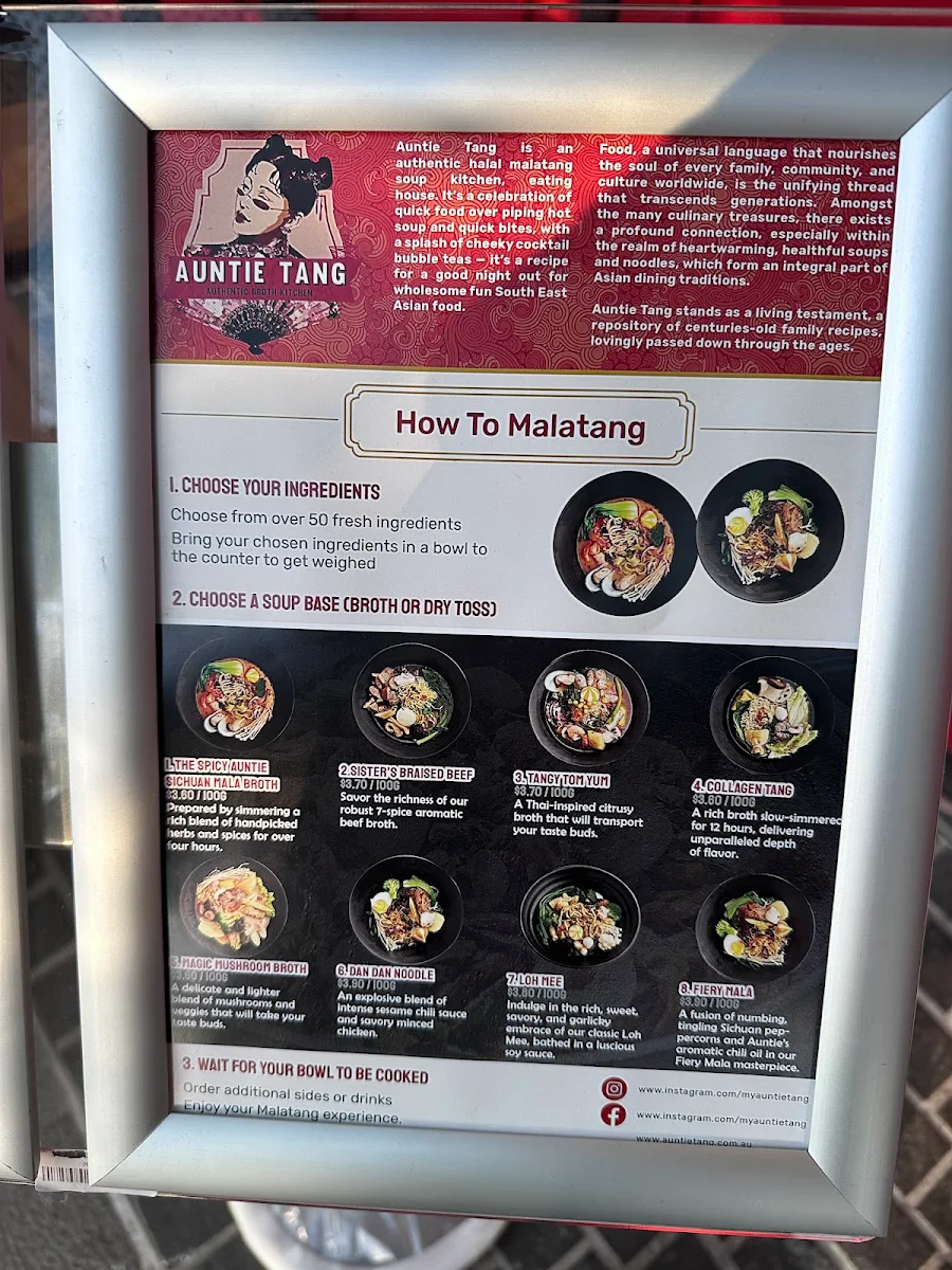 Menu, Auntie Tang - Halal Malatang