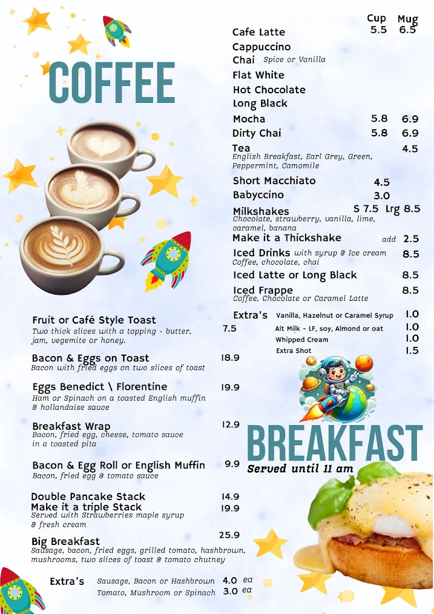 Menu, Little Rockets Play Cafe Munno Para