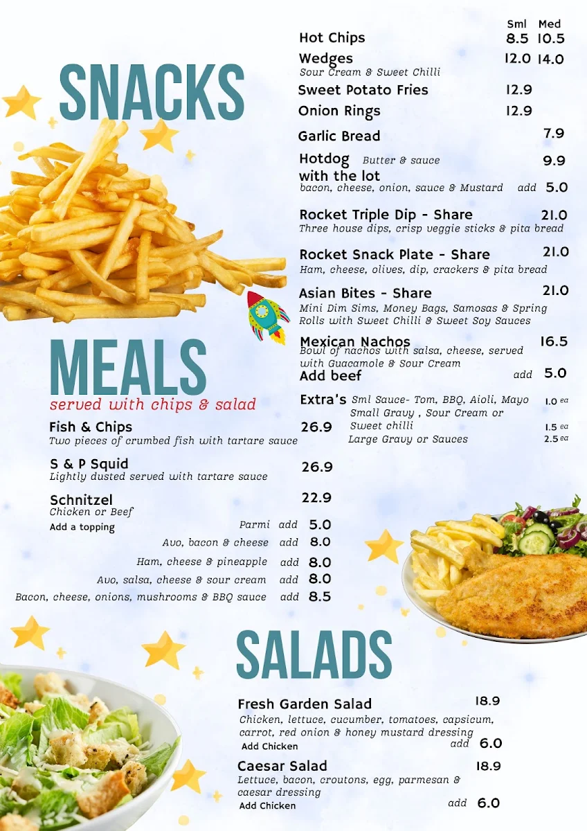 Menu, Little Rockets Play Cafe Munno Para