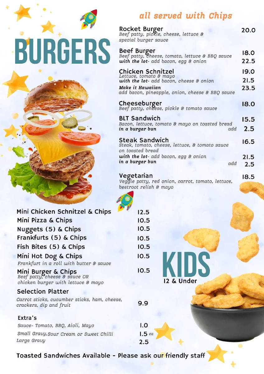 Menu, Little Rockets Play Cafe Munno Para