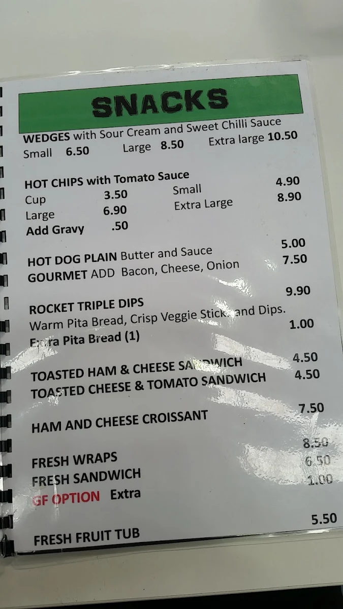Menu, Little Rockets Play Cafe Munno Para