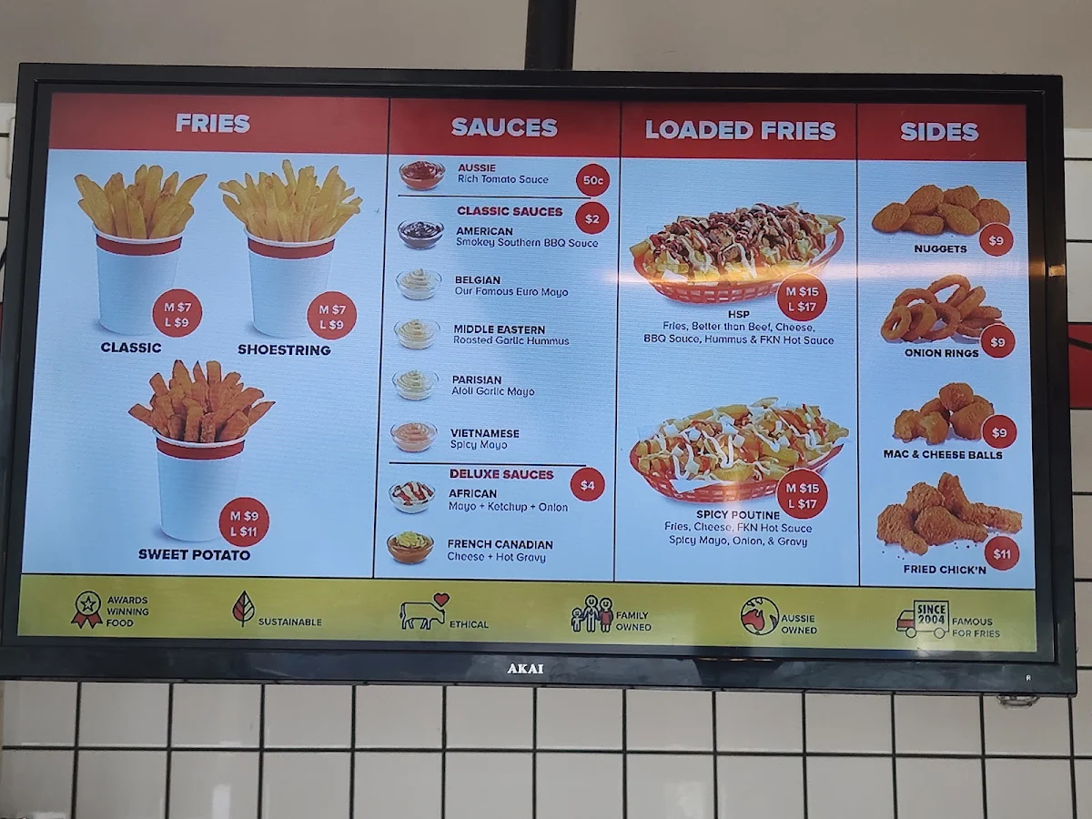 Menu, Lord of the Fries - South Yarra