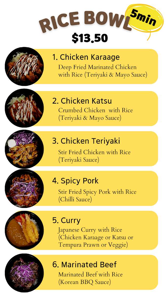 Menu, Hungry Sushi