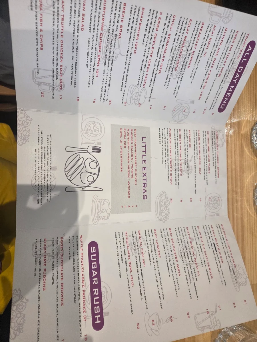 Menu, Eclat Cafe