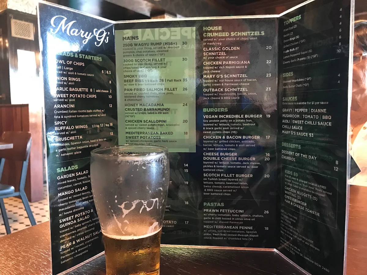 Menu, Hotel Lismore