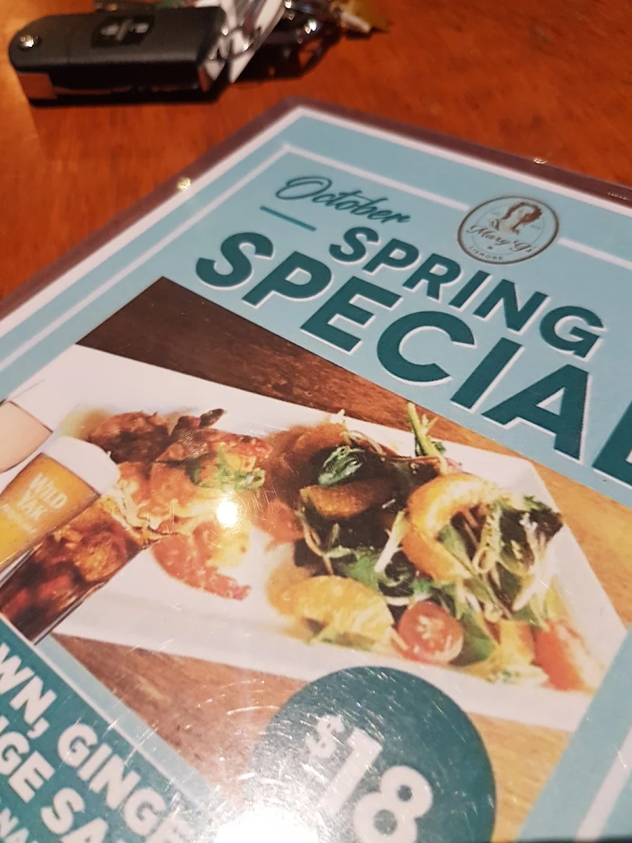 Menu, Hotel Lismore